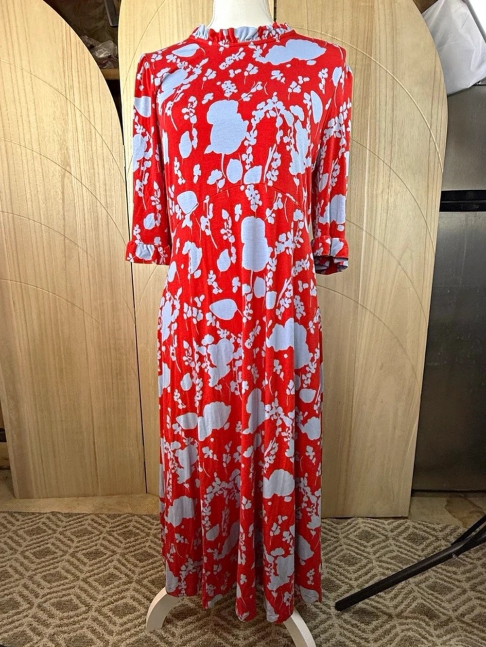 Boden Red and White Floral Maxi Dress